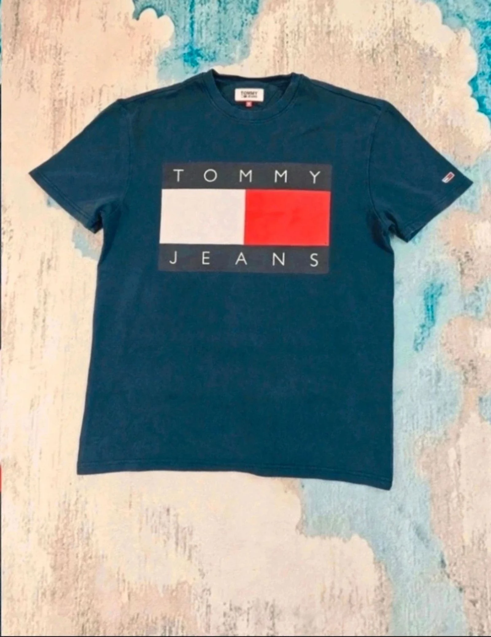 Tommy Hilfiger Tommy Jeans Logo T-Shirt Flag Graphic Streetwear Retro Vintage y2k old moneyNavy Blue – photo 2